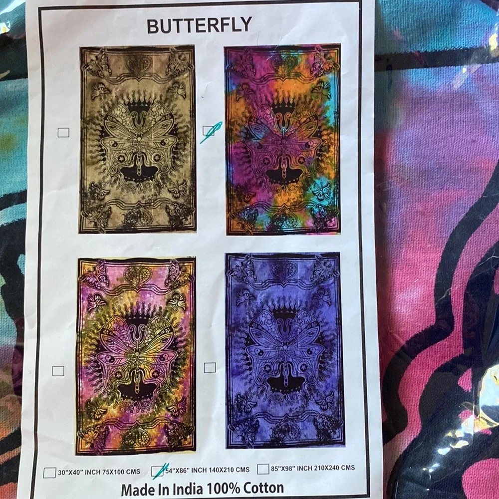 Bright Colorful Butterfly Tapestry 54 x 86inches